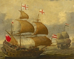 An English and Dutch ship approaching each other by Anonymous