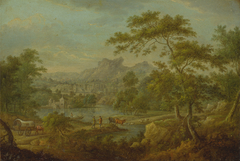An Imaginary Landscape with a Wagon and a Distant View of a Town by Thomas Smith
