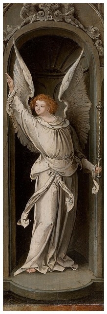 Annunciation (Angel) by Master of the Antwerp Adoration