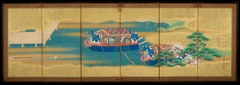 Boating Episode [right of the pair Episodes from the "Butterflies" Chapter of the Tale of Genji] by Tosa Mitsusada