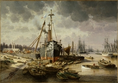 Bordeaux, le port, à gauche la place des Quinconces, 1871 by Edmé-Émile Laborne