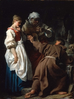 Brother Luce, the Hermit, with the Widow and her Daughter