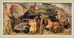 Building the New Road (mural study, Golden, Colorado Post Office) by Kenneth Evett