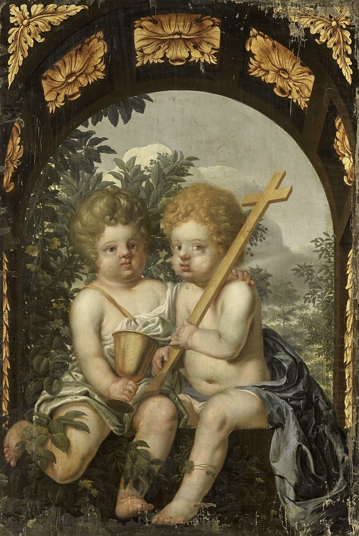 Christian Allegory with two Children with Cross and Chalice