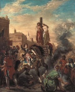 Clorinda Rescues Olindo and Sophronia by Eugène Delacroix