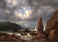 Coastal Landscape with Menhir and Wreck by Erik Bodom