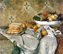 Compotier et assiette de biscuits by Paul Cézanne