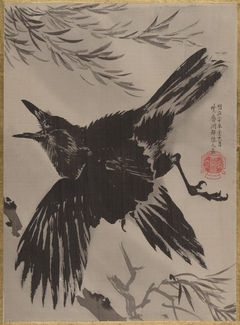 Crow and Willow Tree by Kawanabe Kyōsai