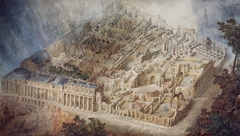 Cut-Away Perspective Drawing of Soane-designed Bank of England as a Ruin by Joseph Gandy