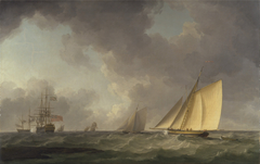Cutter Close Hauled in a Fresh Breeze, with Other Shipping by Charles Brooking