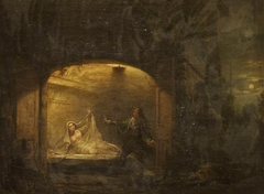 David Garrick and George Anne Bellamy as Romeo and Juliet at Juliet's Tomb (from William Shakespeare's Romeo and Juliet, Act V scene iii) by Benjamin Wilson