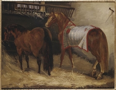 Deux chevaux à l'écurie by Théodore Géricault