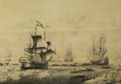 Dutch whaling fleet in the ice by Adriaen van Salm