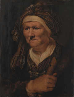 En gammel kone. Allegorisk fremstilling af hørelsen by Karel van Mander III