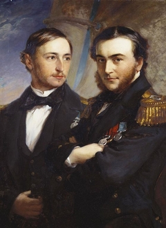Ernest, Prince of Leiningen, with Prince Victor of Hohenlohe-Langenburg, Count Gleichen by Frederick Richard Say