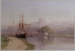 Exeter Canal below Exeter Cathedral by Arthur Henry Enock