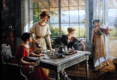 Femmes prenant le thé