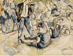 Figures on Beach, Coney Island by Jules Pascin