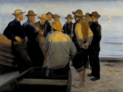 Fishermen by the Sea on a Summer's Evening by Michael Peter Ancher