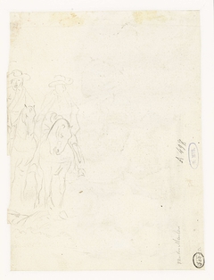 Fragment van een schets van twee ruiters by Adam Frans van der Meulen