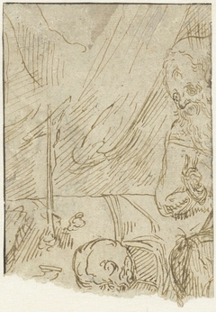 Fragment van een tekening voorstellende de heilige Hieronymus by Unknown Artist