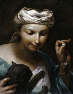 Girl with a cat by Giuseppe Maria Crespi