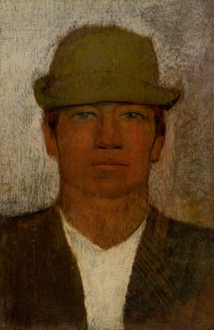 Head of Young Man in a Green Hat by László Mednyánszky