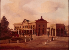 Het Station van de Rijnspoorweg te Urecht by Johan Godfried van Ginkel