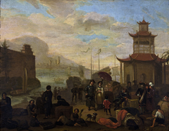Hollandse kooplieden, handeldrijvend in een  Chinese haven
