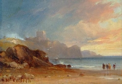 Horatio McCulloch - Seascape with Castle and Figures - ABDAG008101 by Horatio McCulloch