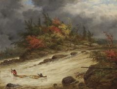 Indians Canoeing in the Rapids by Cornelius Krieghoff