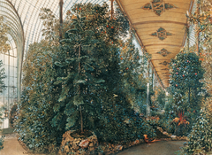 Innenansicht des Palmenhauses von Schloss Eisgrub by Rudolf von Alt