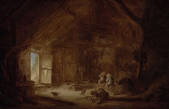 Interior of a Stable with three Children by Isaac van Ostade