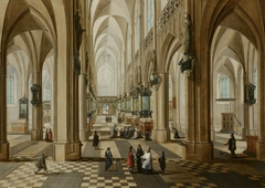 Interior of the Onze Lieve Vrouwekerk in Antwerp by Pieter Neeffs II