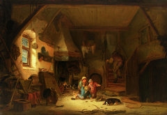 Interior with playing children by Isaac van Ostade