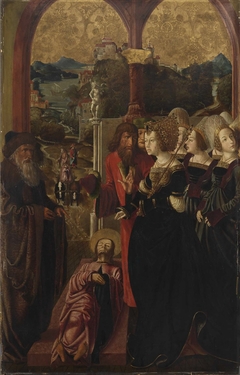 Jakobus-Stephanus-Altar: Der Leichnam des Jakobus wird vor Königin Lupa gebracht by Marx Reichlich