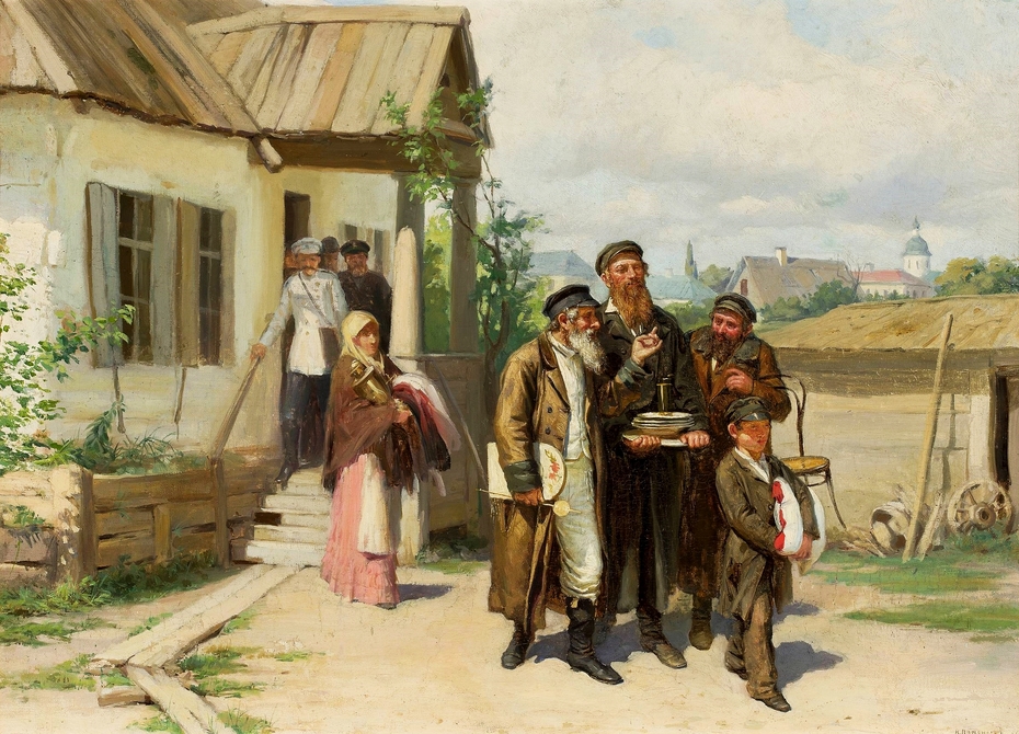 Jews carrying things bought at auction