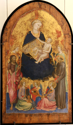 La Vierge et l'Enfant avec quatre saints et trois anges musiciens by Mariotto di Nardo