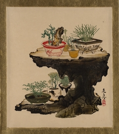 Lacquer Paintings of Various Subjects: Bonsai by Shibata Zeshin