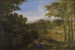 Landscape with two nymphs by Nicolas Poussin