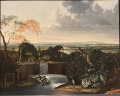 Landscape with watermill by Matthias Withoos