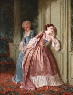 Listening at the door by Petrus Theodorus van Wijngaerdt