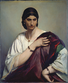 Lucrezia Borgia; Portrait of a Roman woman in white tunic and red robe