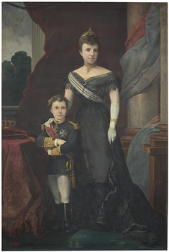 María Cristina de Habsburgo con su hijo Alfonso XIII by José Martínez Bueno y Vilches