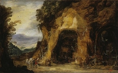 Monks in a Grotto by Joos de Momper the Younger