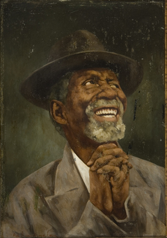 Negro Sorridente com Chapéu Mãos Cruzadas by Adrien Henri Vital van Emelen