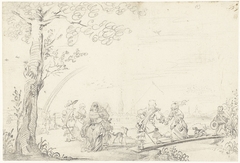 Paren in een landschap buiten Zwolle by Gesina ter Borch