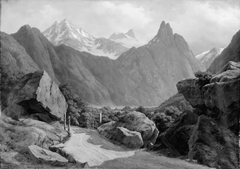 Parti af Romsdalen med Romsdals Horn og Vikingetinderne i Norge by August Wilhelm Boesen
