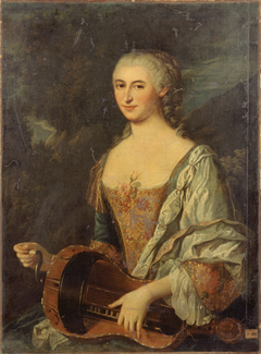 Portrait de femme jouant de la vielle (vers 1740). by Anonymous