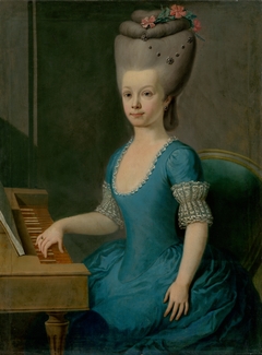 Portrait of a Girl in Blue at Cembalo by Anonymous